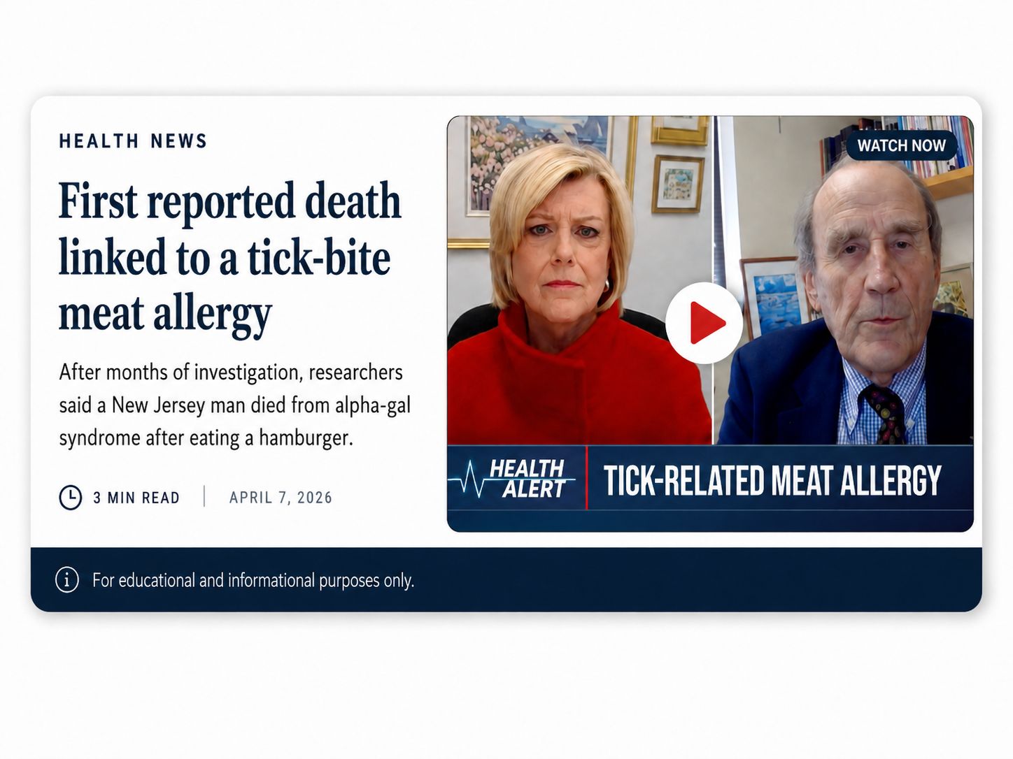 Health News: First reported death linked to a tick-bite meat allergy